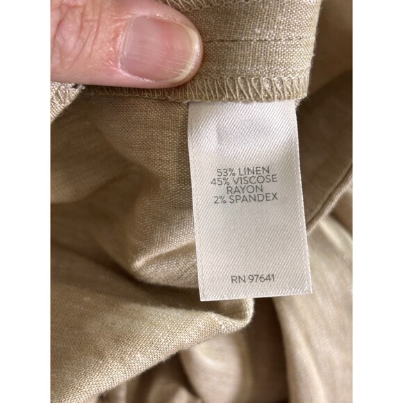 J Jill Pants Women Large Beige Linen Stretch Pull On Taper Casual Beachy Career - Picture 6 of 8